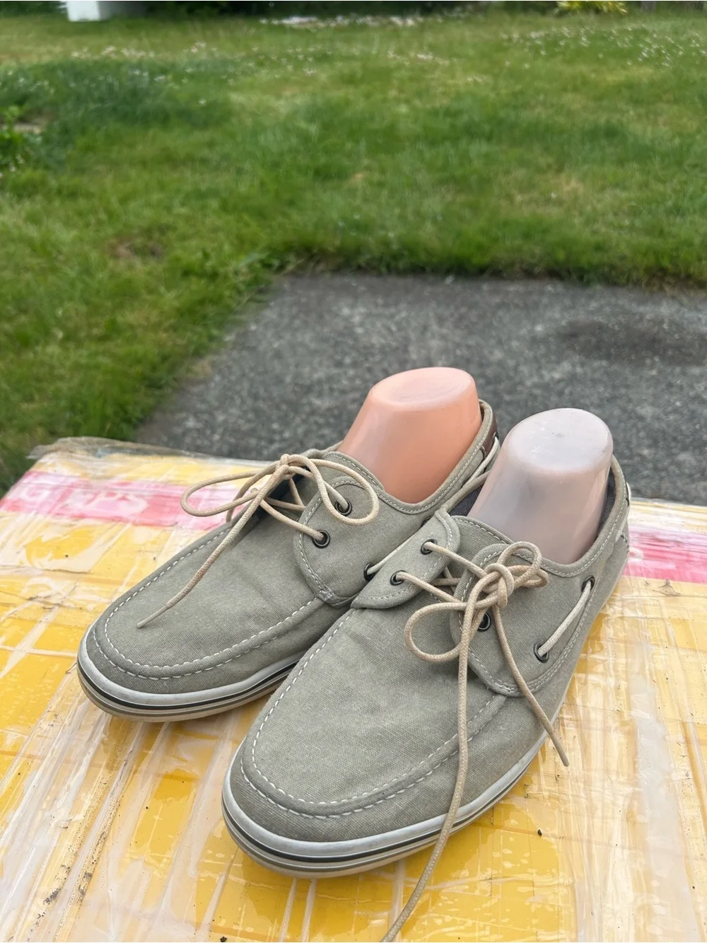 Aldo Men’s Light Gray Canvas Boat Shoes Size 10